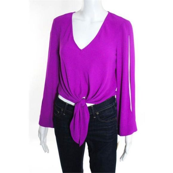 RACHEL RACHEL ROY PURPLE LONG SLEEVE TIE FRONT TOP - Picture 3 of 7